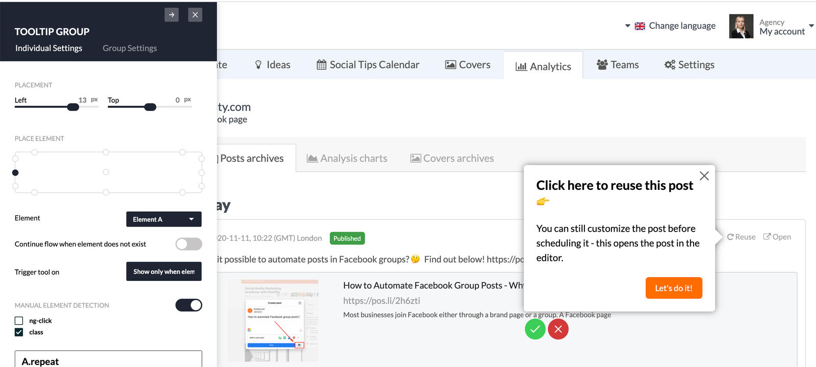 in-app experience experiment Userpilot postifity 2