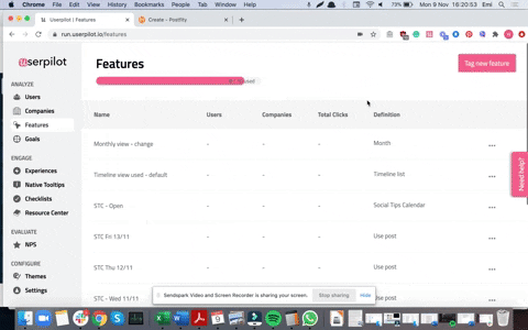 feature tagging in userpilot