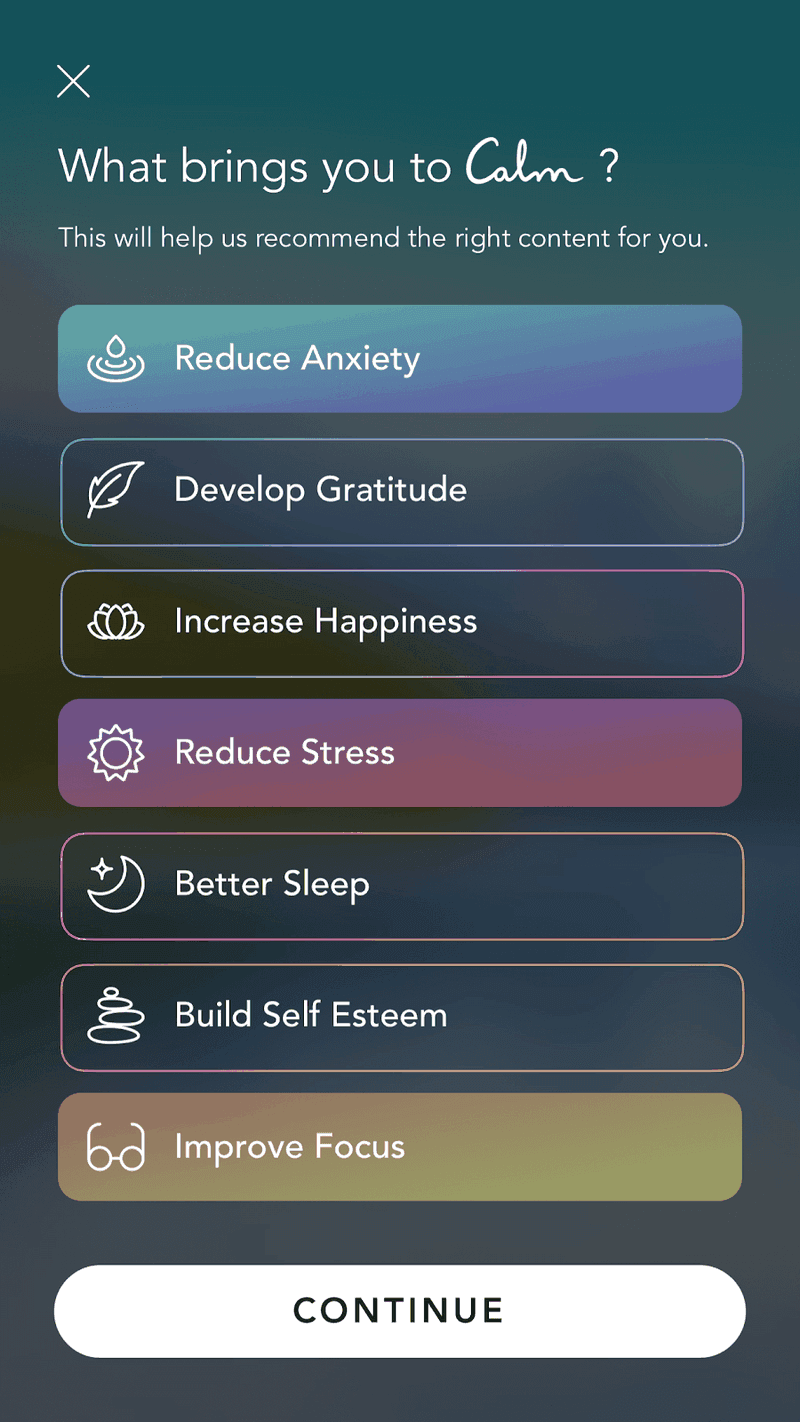 exemple de tutoriel calme in-app