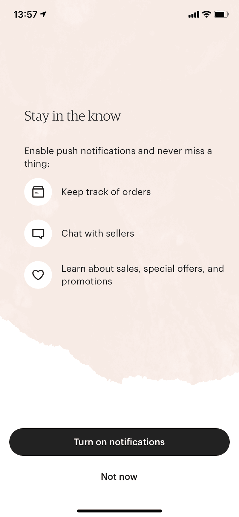 tutoriel in-app d'etsy