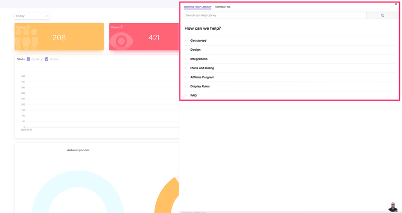 poptin help center widget example