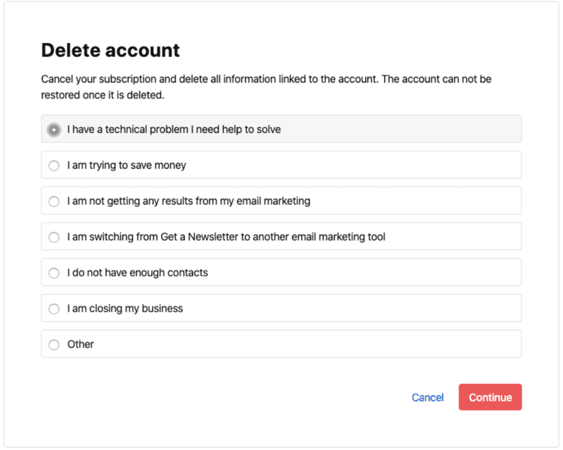 Product experiments: survey exiting users