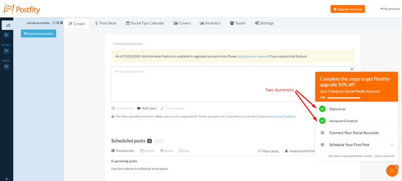 Postfity tests checklist completion