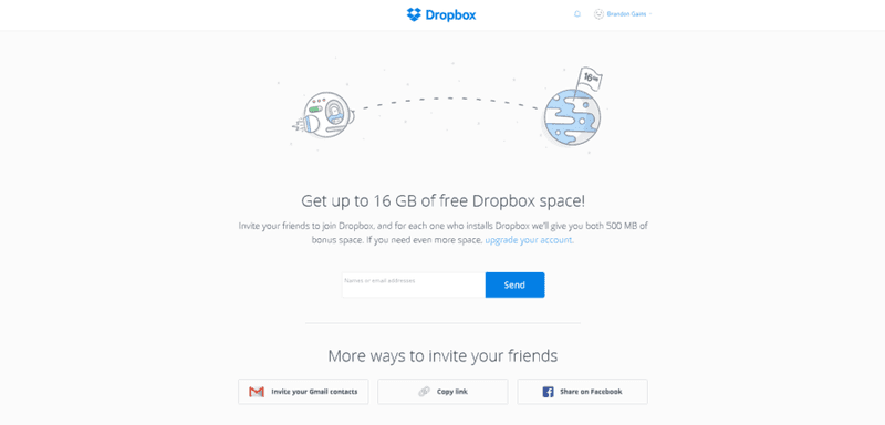 Dropbox referral program example.