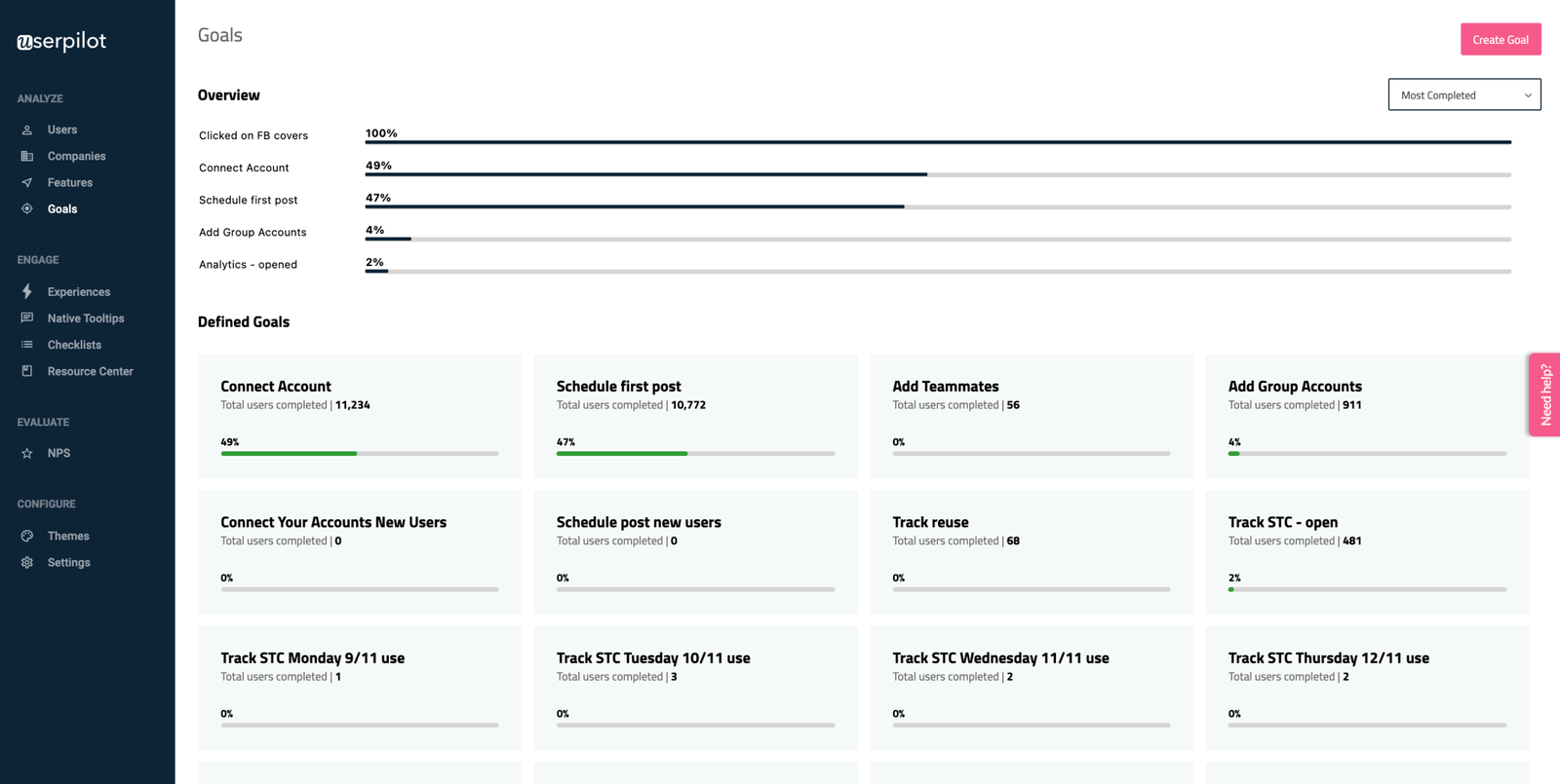 analyse de l'utilisateur userpilot