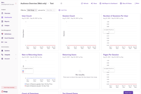 heap dashboard