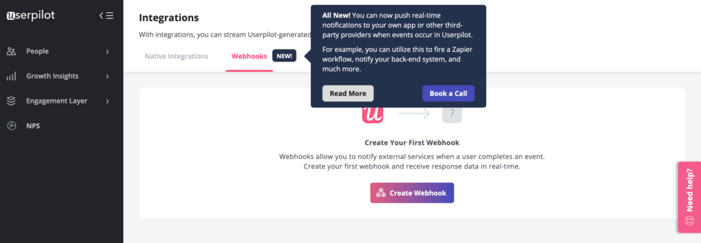 tooltips for announcing new feature in userpilot