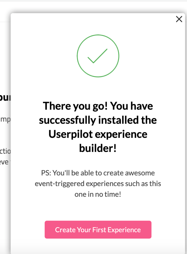succesbericht na installatie van Userpilot's chrome extensie