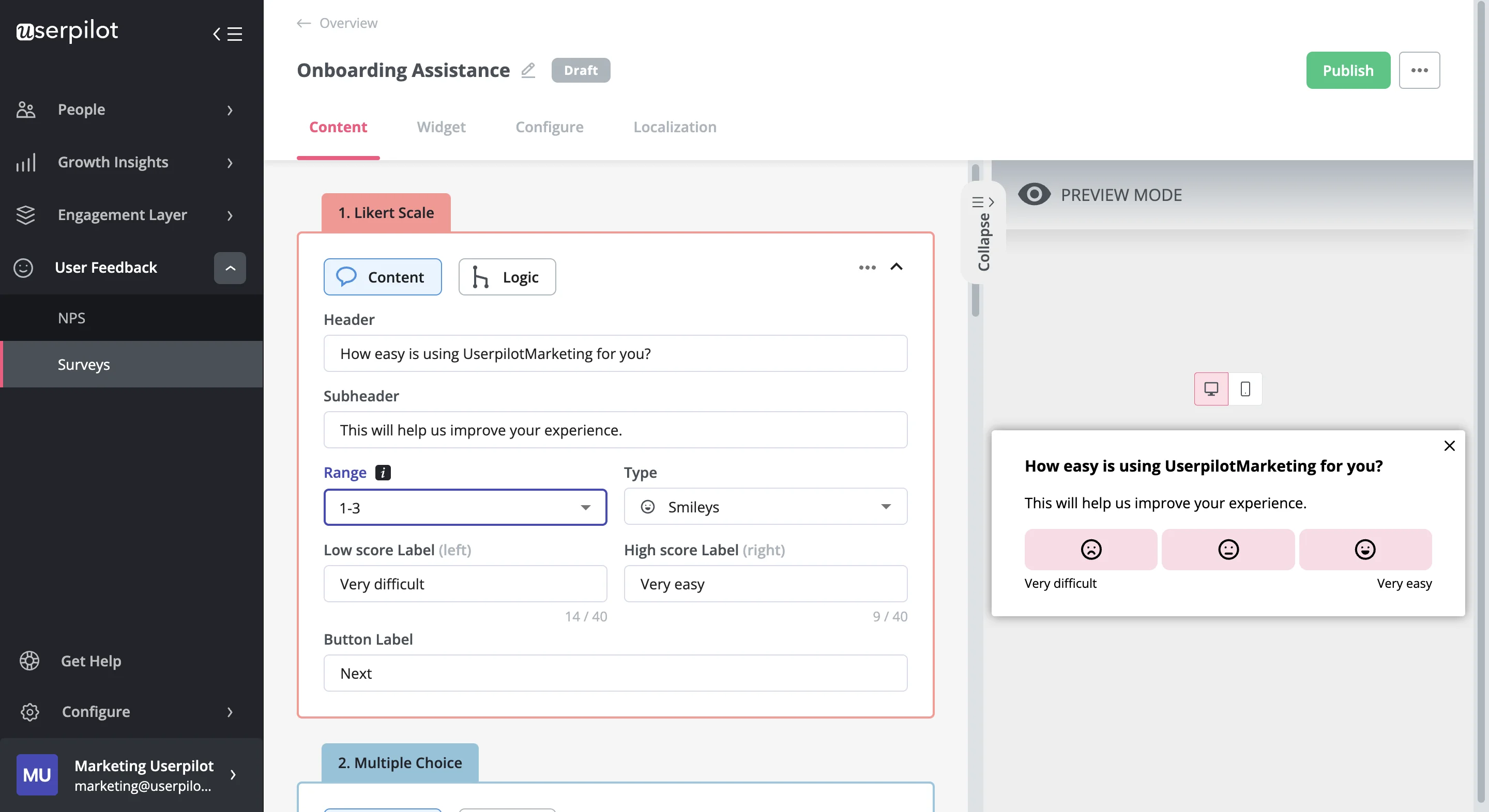 Customer Effort Score (CES) survey for experience analytics