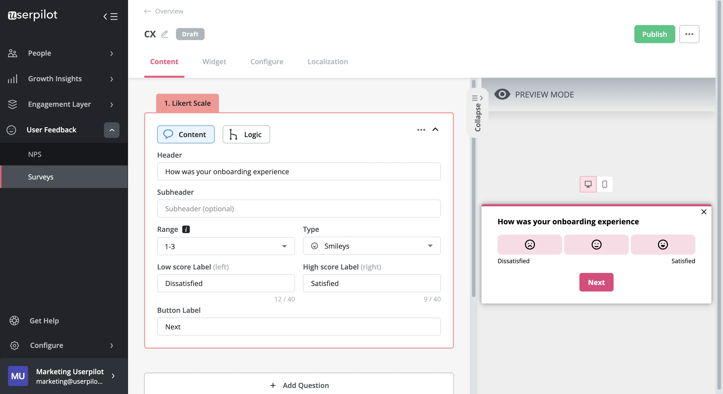 Customer Satisfaction Score (CSAT) survey for experience analytics