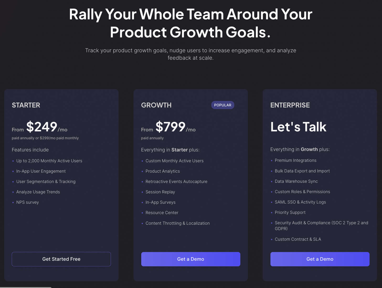 Userpilot pricing plan is designed to accommodate companies of all sizes.